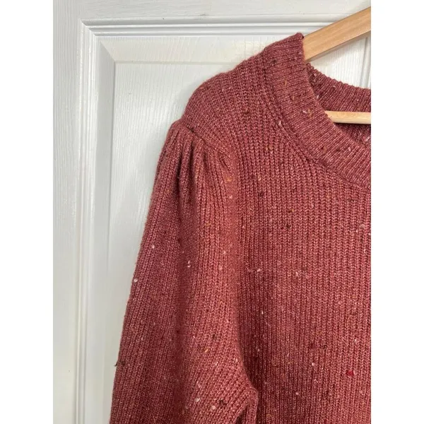 1.STATE Sweater Womens Size XL Speckled Puff Sleeve Cozy Knit Mauve Brown - Image 6