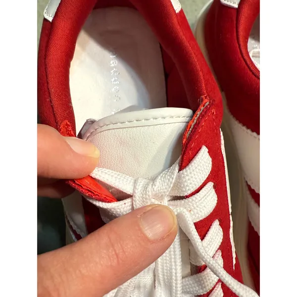 Madden Girl Red Platform Sneakers‎ White Stripe Lace Up Size 8.5 B12B - Image 11