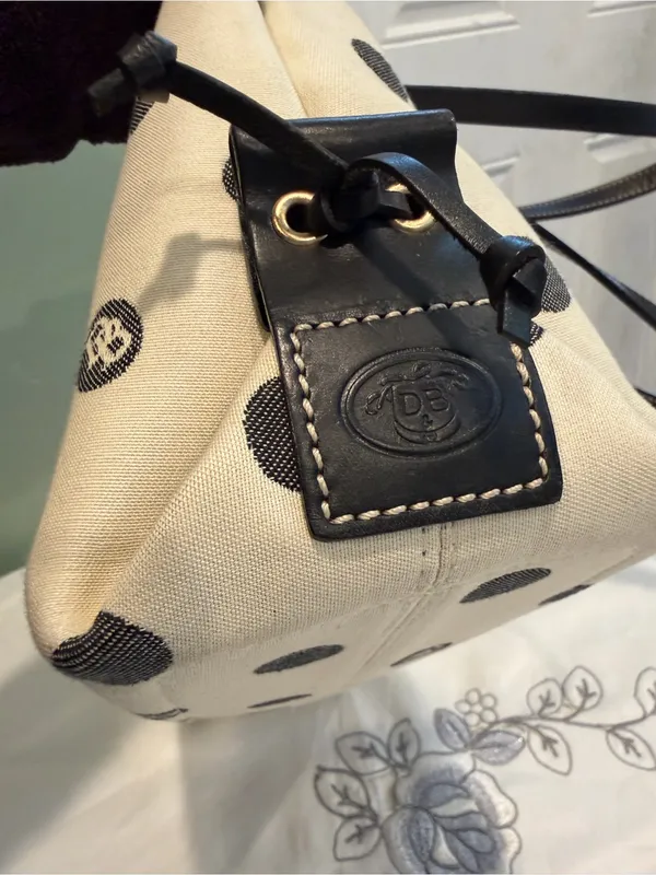 Dooney & Bourke Black and White Polka Dot Tote - Image 3