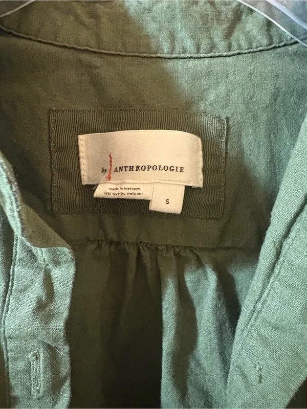 Anthropologie green linen blend maxi shirtdress - Image 3