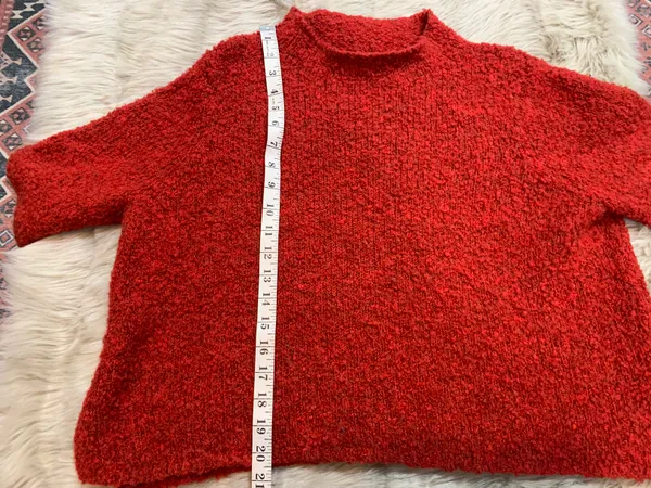 Aerie Red Boucle Mock Neck Sweater Size Large - Image 6