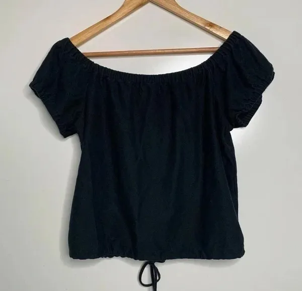 Madewell Black Melody Off-The-Shoulder Top Size Large - Image 4