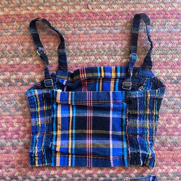 Hollister Blue Plaid Matching Cami & Mini Skirt Set - Image 2