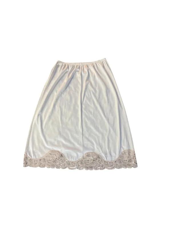 Vanity Fair Half Slip Cream Beige Lace Hem Womens S 24" Nylon Used USA - Image 4