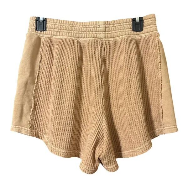 Aerie Waffle Knit Textured Shorts Womens Small Brown Pull On Pockets Sz S - Image 2
