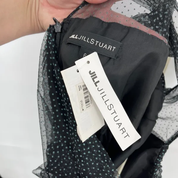 NWT Jill Stuart Black Polka Dot Tulle Maxi Dress Sz‎ 6 Flutter Formal - Image 7