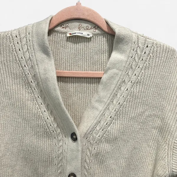 Marine Layer Robin Crop Cardigan In Oatmeal XS - Image 10