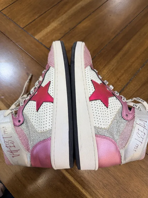 Vintage Havana Dream Pink Glitter High Top Sneakers Perforated Women's Size 6.5 - Image 5
