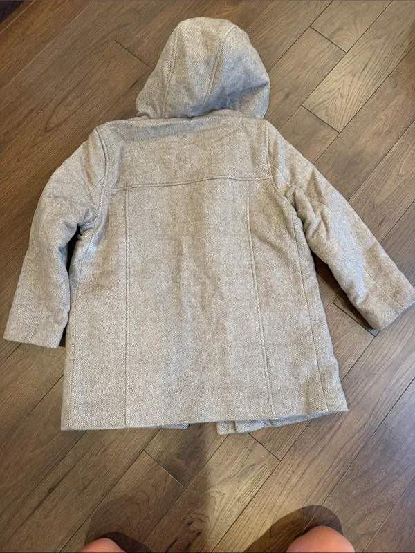 Banana Republic Melton Hooded Jacket - Taupe Herringbone Medium Petite - C42-020 - Image 8