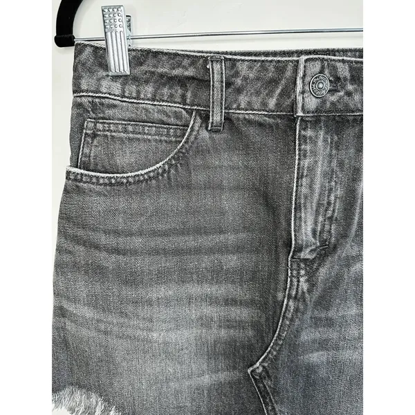 We‎ The Free People Black Denim Mini Skirt 25 Frayed Hem Rocker Festival Revival - Image 4