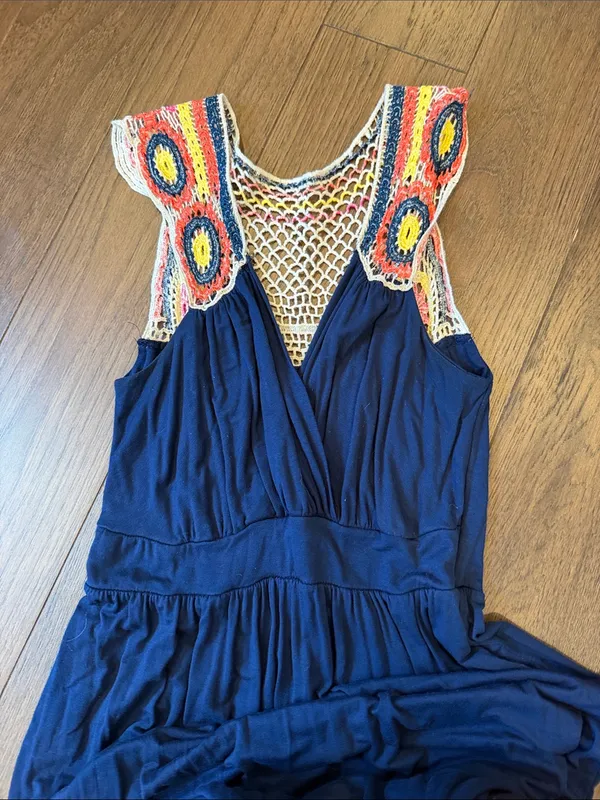 Pinkblush Navy Blue Maxi Dress with Crochet Top Detail Size Small - C26-035 - Image 5