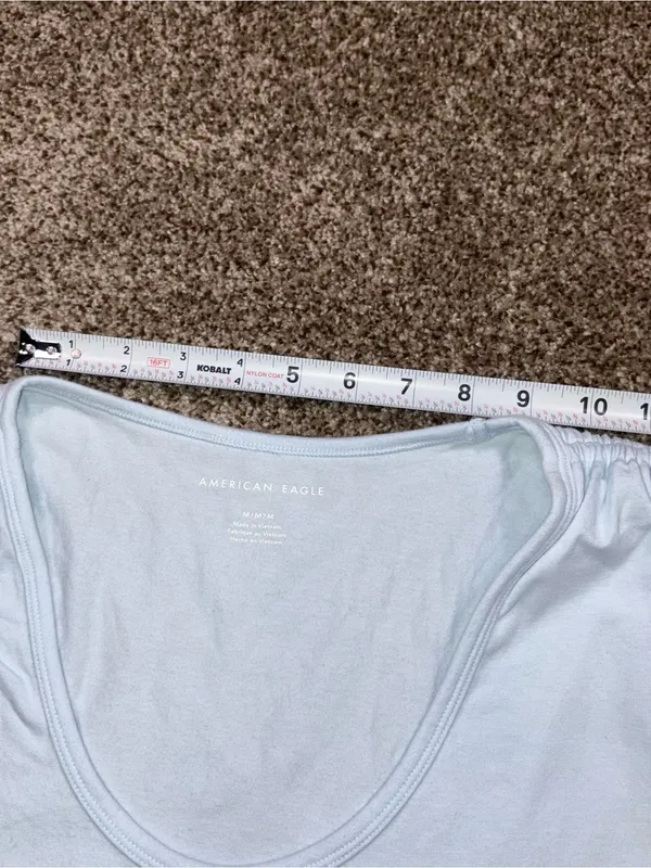 American Eagle Light Blue Tie-Shoulder Scoop Neck Crop Top Medium - Image 6