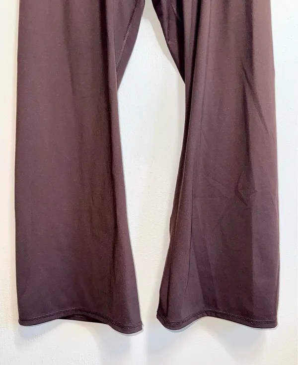 Maurices Smooth Crossover Flare Leggings Brown High Rise Large Short - Image 5