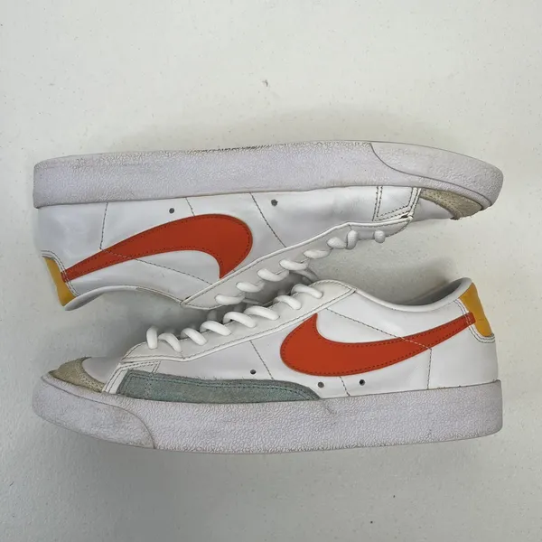 Nike Size 10 Blazer‎ Sneakers 77 Low White Orange Leather Retro 2021 DC4769-105 - Image 4