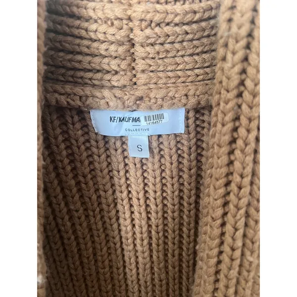 KF/KaufmanFranco‎ x RTR Camel Knit Sweater Coat Size Small Brown Chunky Cardigan - Image 8