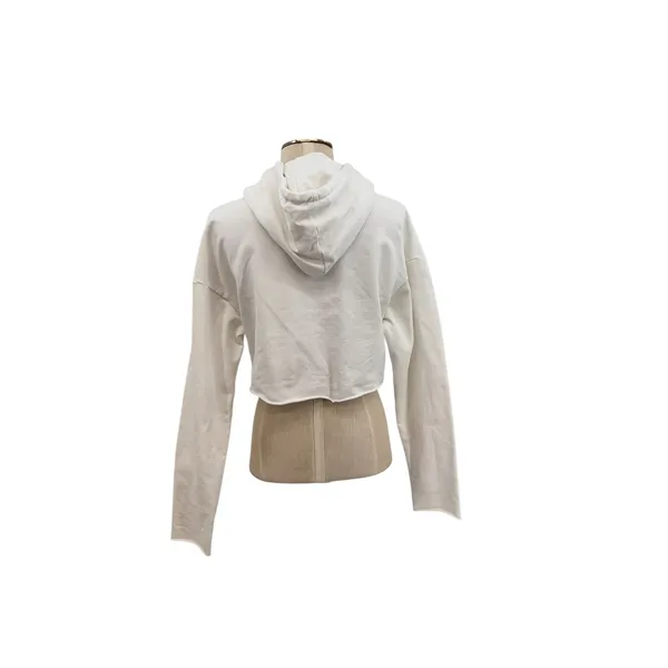Meshki‎ Cropped Hoodie White Minimal Logo Drawstring Sweatshirt Womens Medium - Image 6