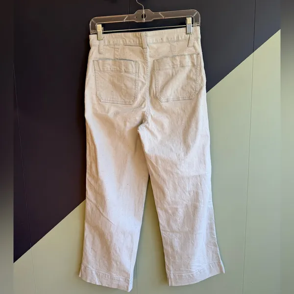 Madewell Emmett Cropped Wide Leg Pants, Light Blue Speckled Canvas, Sz 25, VGUC - Image 2