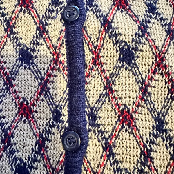 Vintage sweater vest size m‎ diamond plaid button up Blue Size M - Image 2