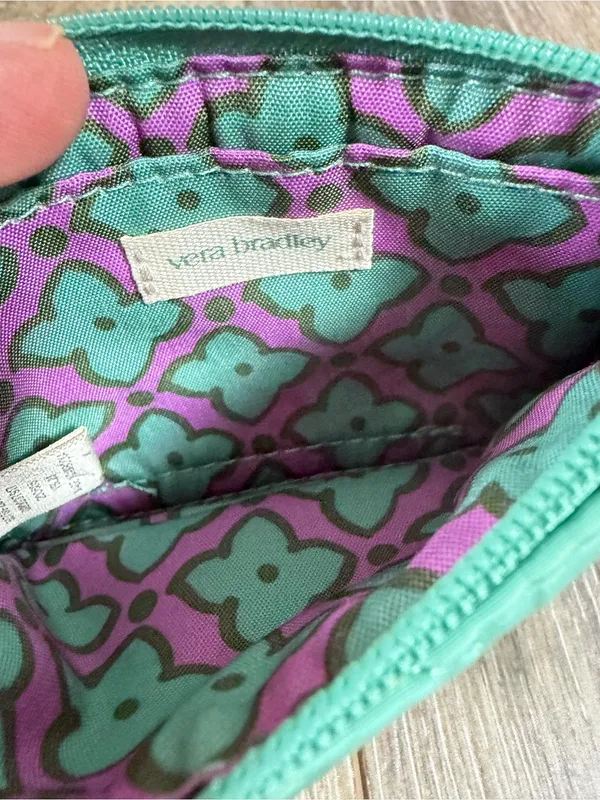 Vera Bradley Teal Quilted Zip ID Case Keychain Wallet - Image 3
