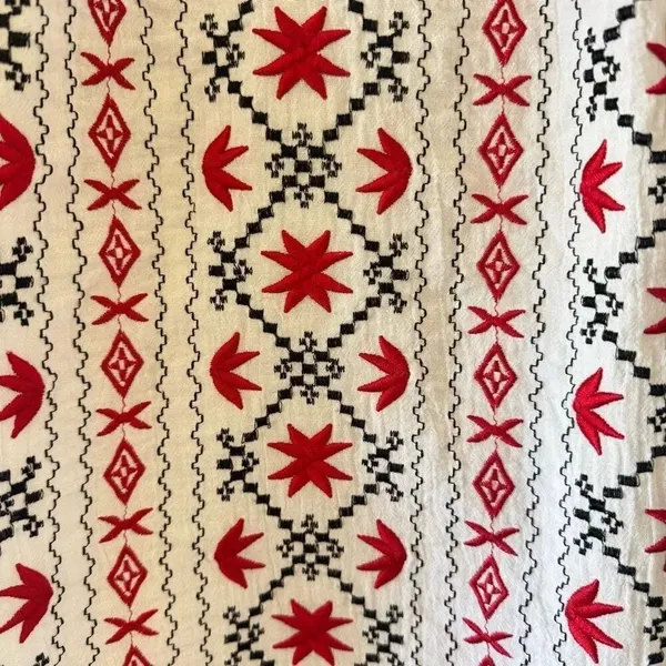 Ouwei White Red Black Embroidered Ethnic Festival Blouse SZ XL #2488 - Image 12