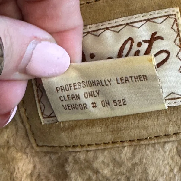 VTG Winlit Leather Suede Shearling‎ Jacket Tan Faux Fur Lined XL Coat Western - Image 4