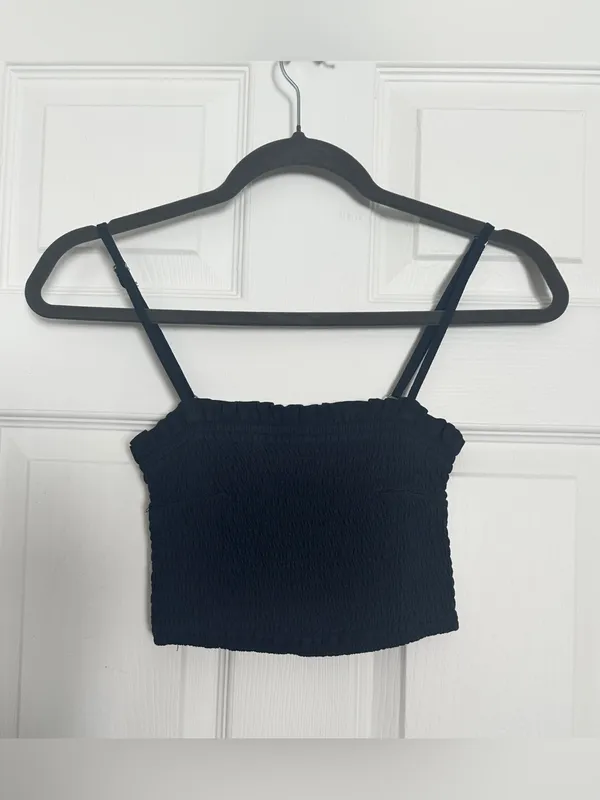 Abercrombie & Fitch Smocked Crop Tank - Black - XS - Image 4