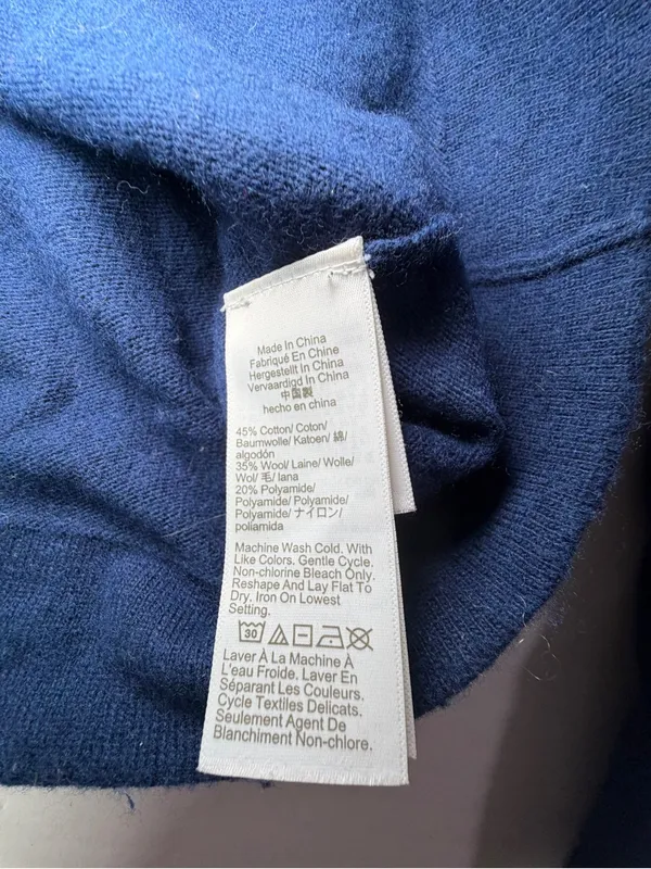 J. Crew Navy Teddie cotton wool blend Crewneck Sweater - Image 3