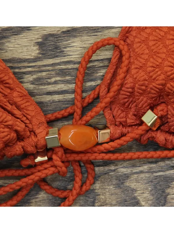NWT Red Carter Classic Beaded Triangle Bikini Top Swim Ember Orange Brown M - Image 6