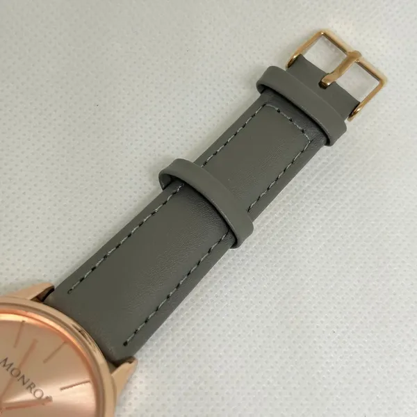 Monroe classic watch 36mm rose gold tone leather band like new running - Image 3