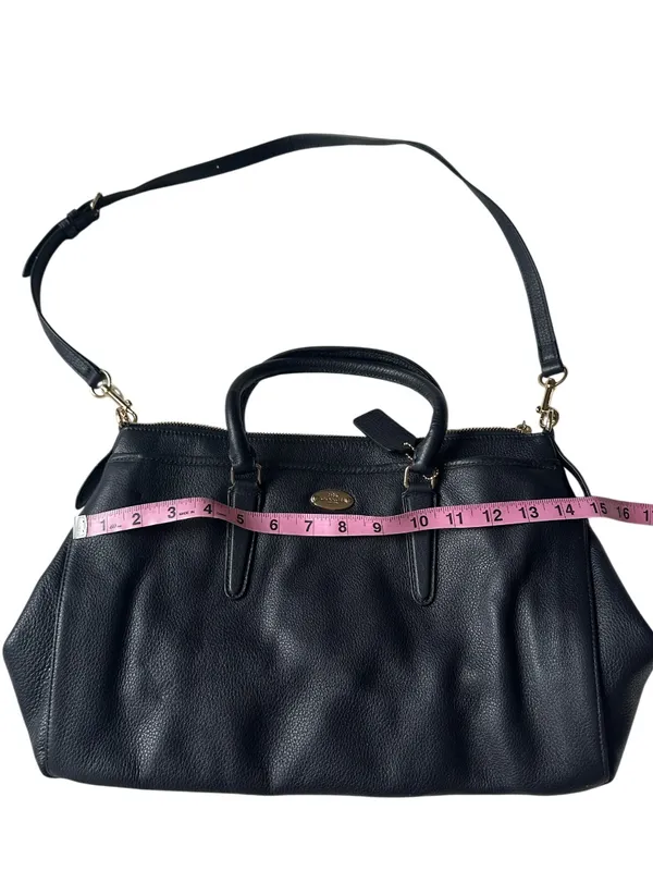 COACH Morgan Luxury Navy Pebbled Leather Satchel Shoulder Bag #F35185 - Image 6