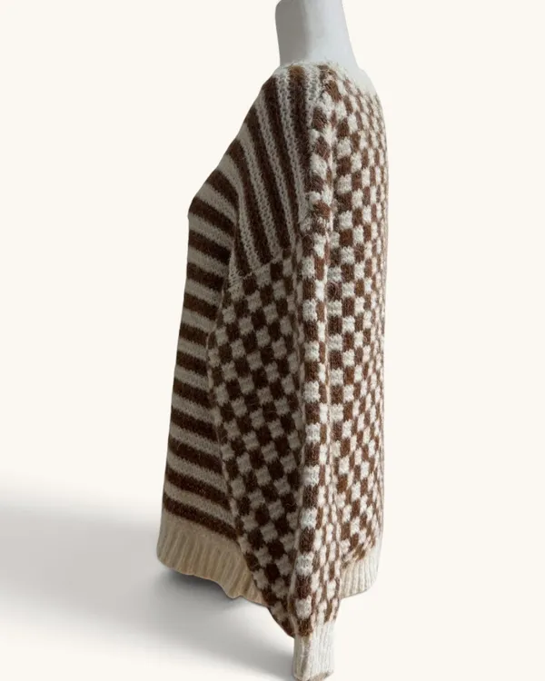 Blu Pepper Mocha Mixed Checker Sweater, Size M, MSRP $64 - Image 4