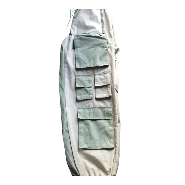 Hot & Delicious Colorblock Cargo Jogger Pants Mint Green Cream Multi Pocket SM - Image 8