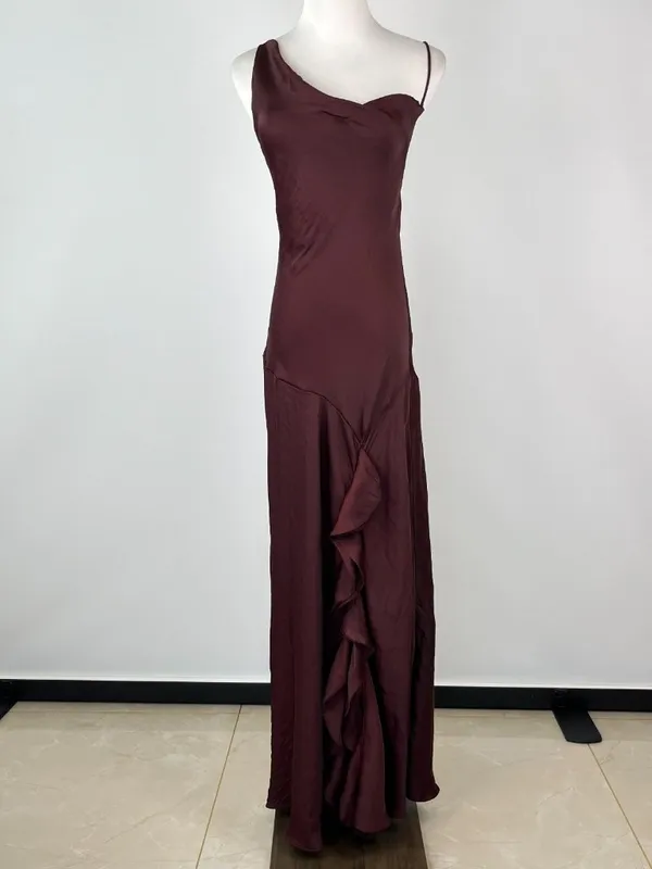 NWOT Farm Rio Ruffled Sleeveless V-Neck Maxi Dress Burgundy Size M - Image 6