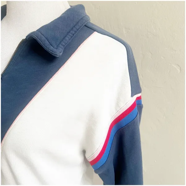 Anthropologie Pilcro 3/4 Zip Pullover Sweater Rugby Style Collared Size XS Blue - Image 6