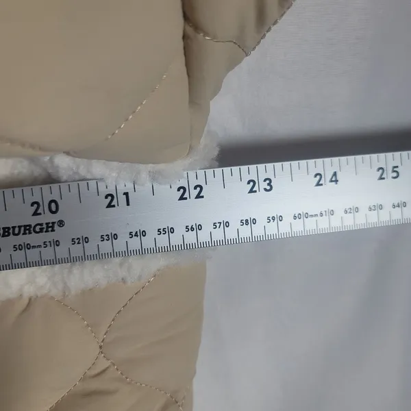 Me Jane Women's Quilted Jacket Sherpa Fleece Teddy Midi Coat Jacket Beige Large - Image 5