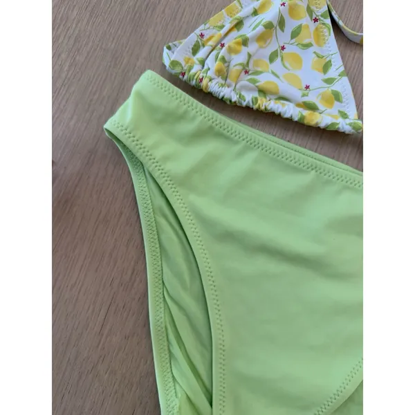 SOLID AND STRIPED 2 Piece Bikini Set Lemon Print Size Small - Image 4