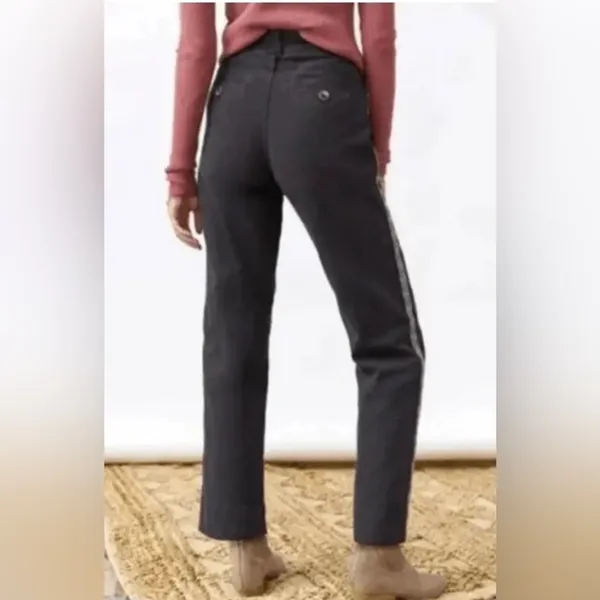 Anthropologie Embroidered Side Stripe‎ Black ankle pants Size 0 boho high rise - Image 3