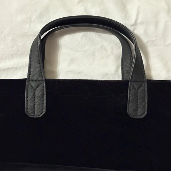 Scout Velvet Black Mini Tote With Dual Handles & Gold Quilted Interior Zip Close - Image 6