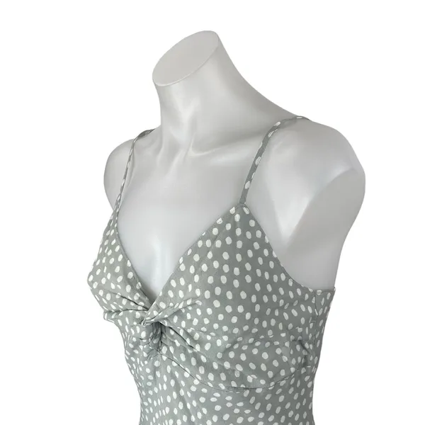 NEW Abercrombie & Fitch Gray Polka Dots Sleeveless Twist Front Cami Slip Dress S - Image 2
