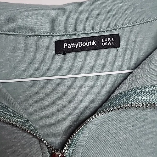 Patty Boutik 1/4 zip light green collared kangaroo pocket long sleeve shirt sz L - Image 2