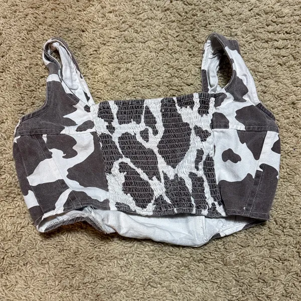 Women's western cow print corset top medium 100% cotton - Image 3