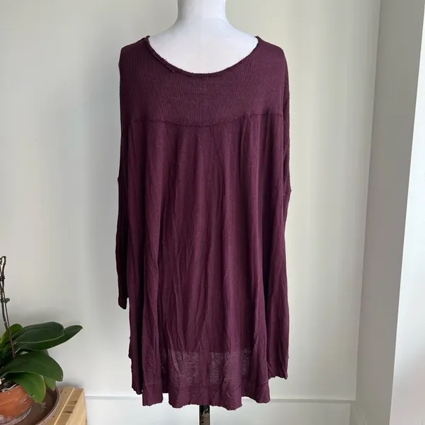 Free People Benedict Canyon Henley Maroon Flowy Tunic Size Xs - Image 8