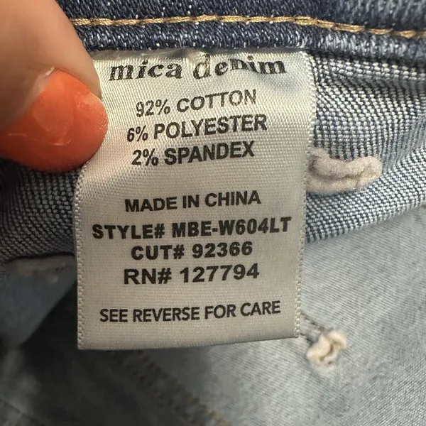 Mica Denim Jeans Size 29 Wide Leg Crop Raw Hem Patch Pockets Medium Wash Stretch - Image 6
