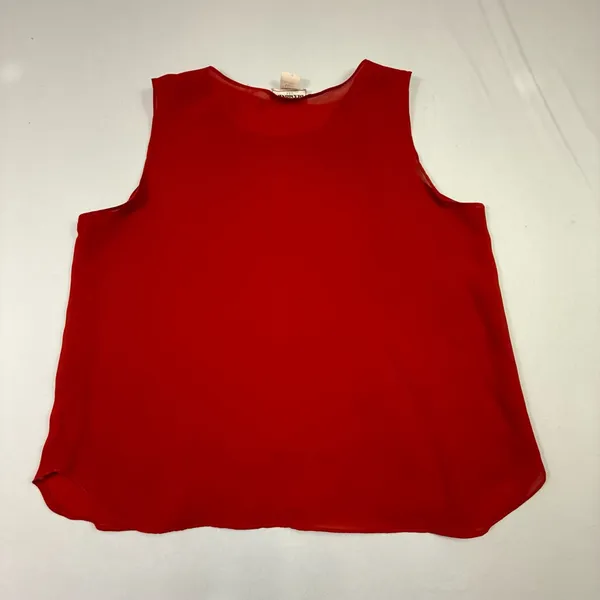 Diamond's U.S.A. Red Sleeveless Crest Embroidered Sheer Top Size Medium - Image 9