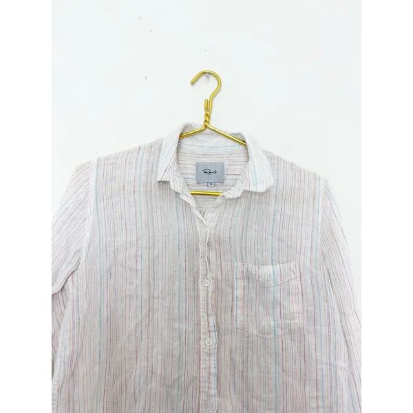 Rails Charli Shirt Size XS Oahu Stripe Metallic Linen Lightweight Button Down - Image 5
