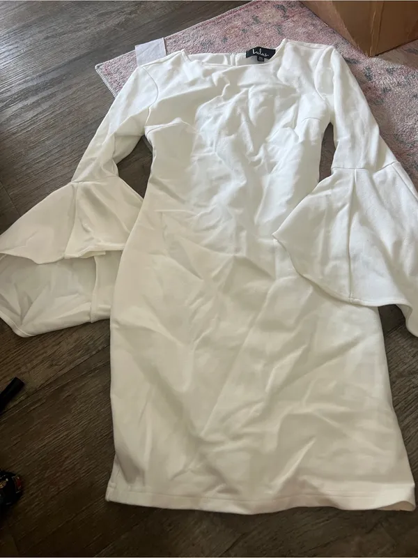 lulus white bodycon bell sleeve dress - Image 10