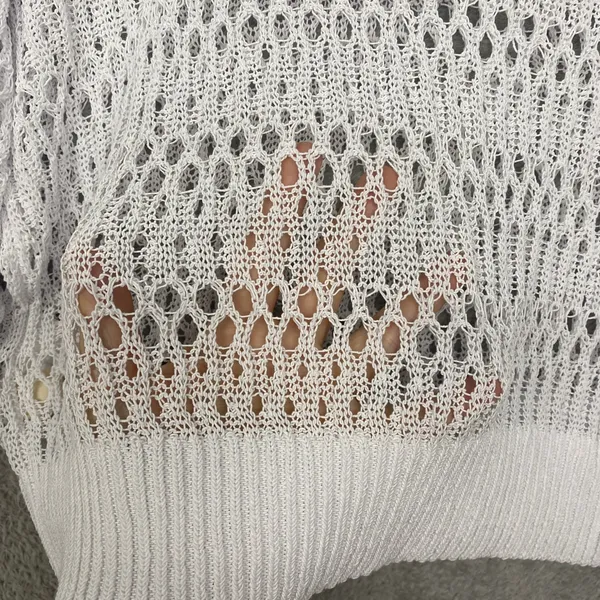 Madewell Sweater‎ Womens XS White Relaxed Open Stitch Tee Crewneck Crop NV254 - Image 10