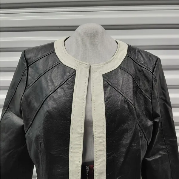 Vintage Spiegel Women's Leather Jacket Size 14 Black Classic Fall Moto Chic Y2K - Image 6