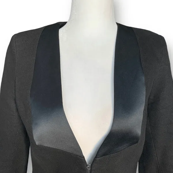 See By Chloé Black Tailored Blazer Satin Lapel Hourglass Jacket Timeless Classic - Image 2
