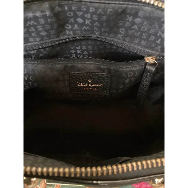 Kate Spade Black Pebbled Leather Satchel Crossbody Bag‎ Gold Hardware PXRU5510 - Image 6